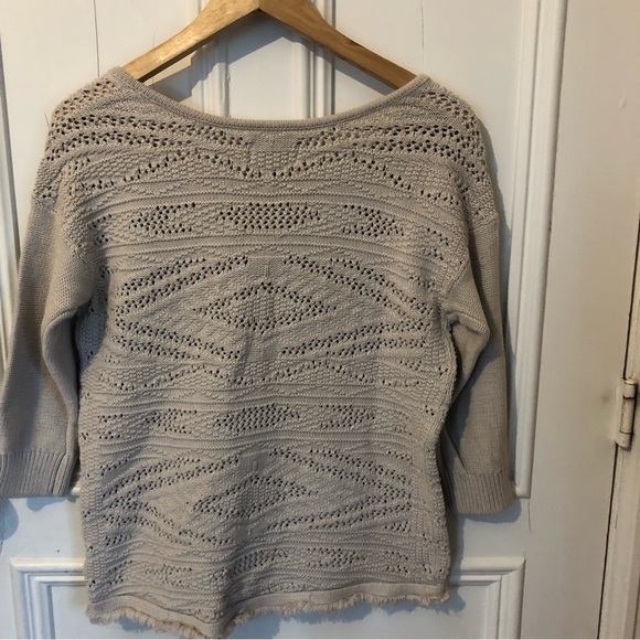 AMERICAN Eagle Boho Fringed 100% Cotton Knit Top Small - Picture 2 of 7